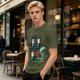 Olive Graphic Tee With Alien Stress Headache Themed Art