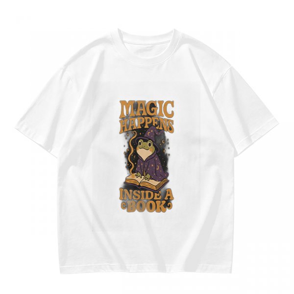 Magic Happens Inside A Book Frog Wizard Graphic T-Shirt