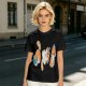 Olive T-Shirt With Playful Orange Cat Illustrations