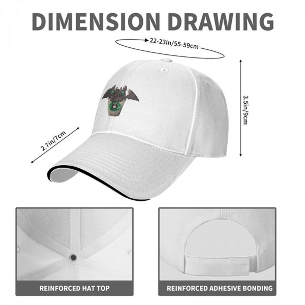 Black Baseball Cap With Toothless Dragon Coffee Cup Print