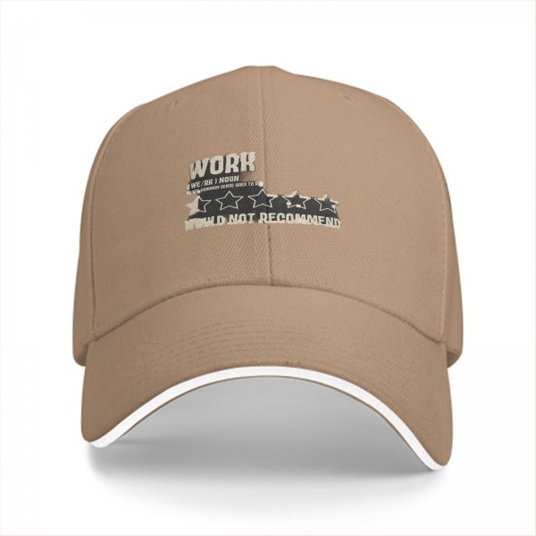 Black baseball cap with funny work would not recommend five star rating print