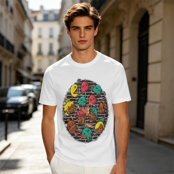 Gaming Character Grill Graphic Olive T-Shirt