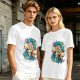 Olive anime graphic t-shirt with vibrant fantasy character art