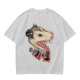 Olive T-Shirt With Aggressive Opossum 'LIFE!' Graphic Print