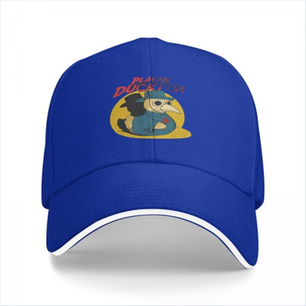 Black baseball cap with Plague Ducktor graphic print
