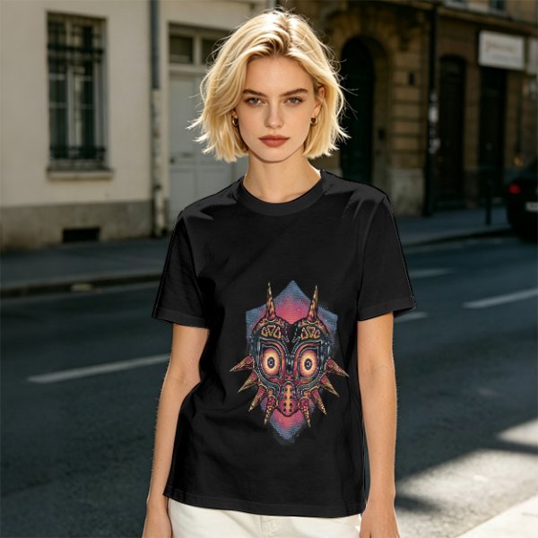 Olive Green T-Shirt With Majora's Mask Graphic Print