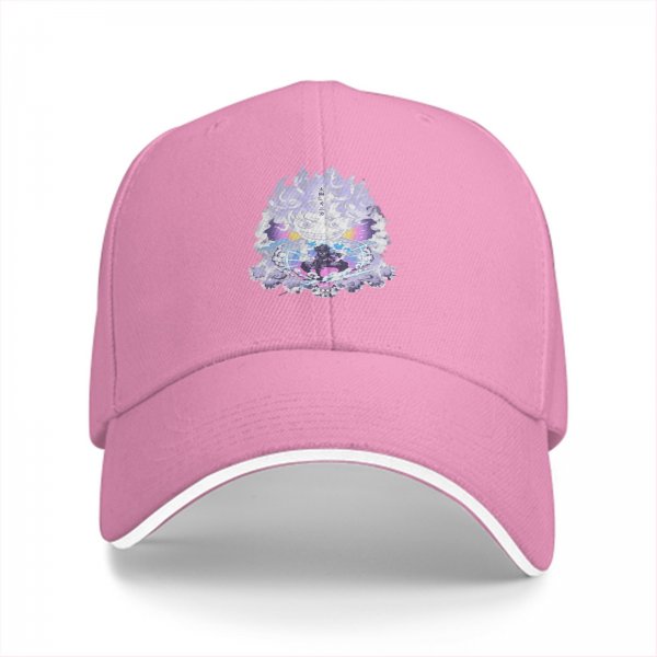 Black Baseball Cap With Anime Themed Graphic Print