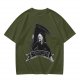 Olive Grim Reaper Graphic T-Shirt With Sooner Than You Think Text