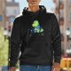 Black hoodie with programmer dinosaur graphic design