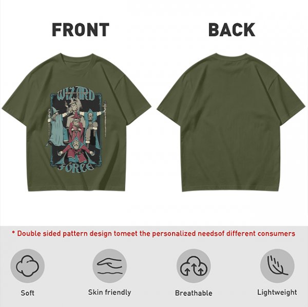 Olive T-Shirt With Wizard Force Graphic Art Print