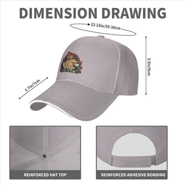 Black Baseball Cap Featuring This Is Fine Meme Dog Art