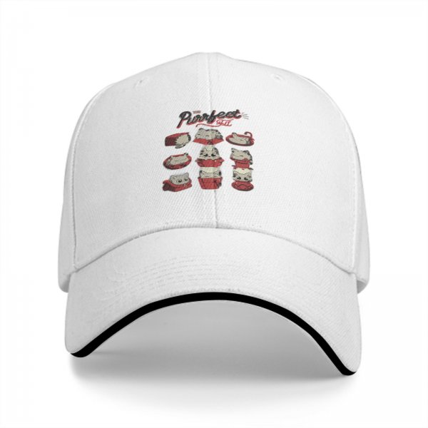 Black baseball cap with cute cat in red box graphic print