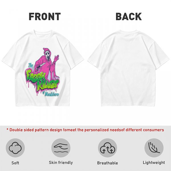Olive T-Shirt with Neon Pink Ghostface 'The Fresh Killer' Print