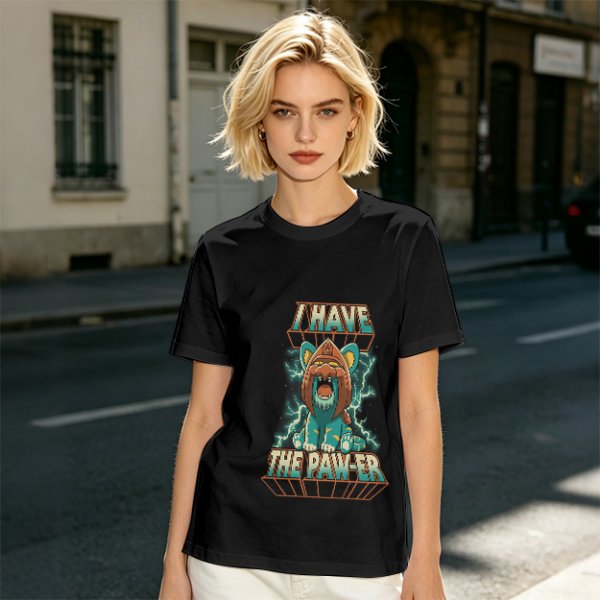 I Have The Paw-er Lion Graphic Olive T-Shirt