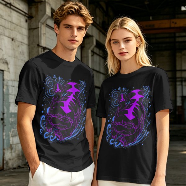 Olive Green T-Shirt With Neon Purple Avatar The Last Airbender Art Print