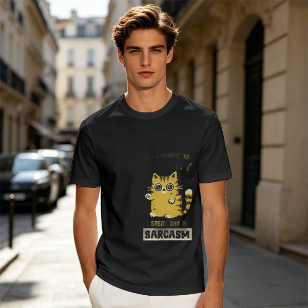 Olive Graphic T-Shirt With Sarcasm Cat Print