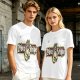 Olive green graphic t-shirt with zebra stripe design