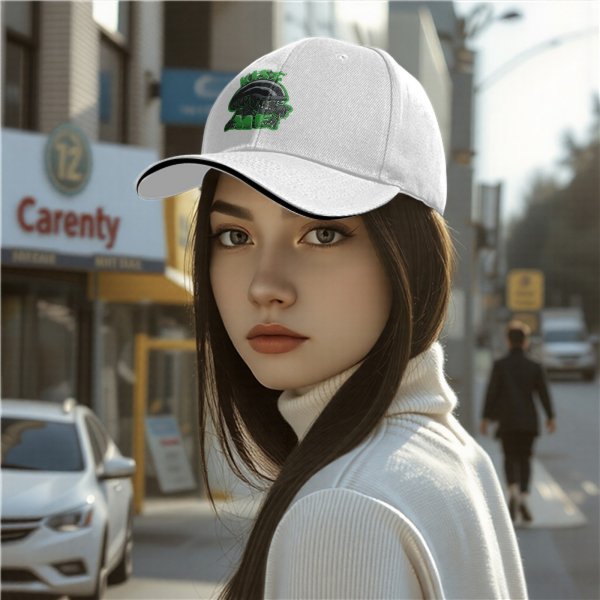Black baseball cap with alien graphic and 'Kiss Me' text
