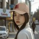 Black Baseball Cap With Vintage Wine Lady Graphic Print