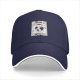 Black baseball cap with earth and coffee themed graphic print
