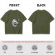 Olive Green T-Shirt With Wizard And Pizza Graphic Print
