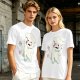Olive T-Shirt With Angry Fluffy White Creature Swatting At Bee Print