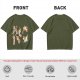 Olive T-Shirt With Playful Orange Kitten Illustrations