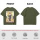 Olive T-shirt with Nunchuck Nun Action Graphic Print