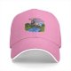 Black Baseball Cap With Cartoon Boys Crossing Stream Artwork