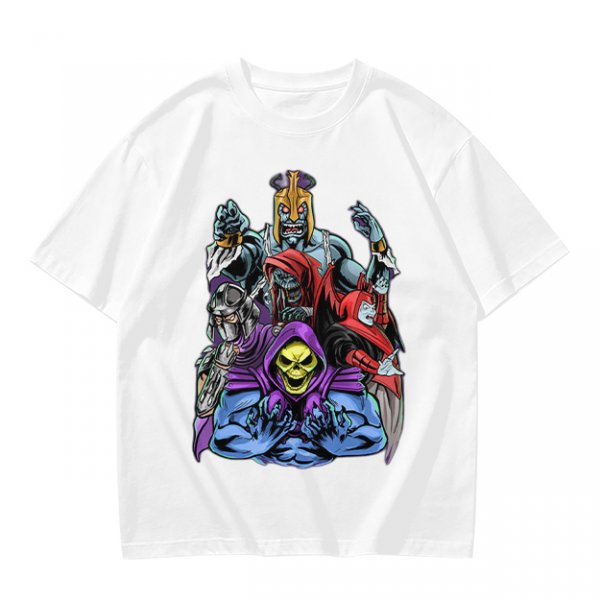 Olive T-shirt with Villainous Cartoon Character Group Print