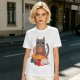 Olive T-Shirt With Cozy Cat Eating Pizza And Gaming Print
