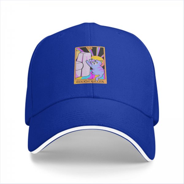 Black Baseball Cap With Funny Cat Couch Killer Tarot Art Print