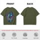 Olive T-Shirt with Gothic Corpse Bride Skull Candle Rose Print