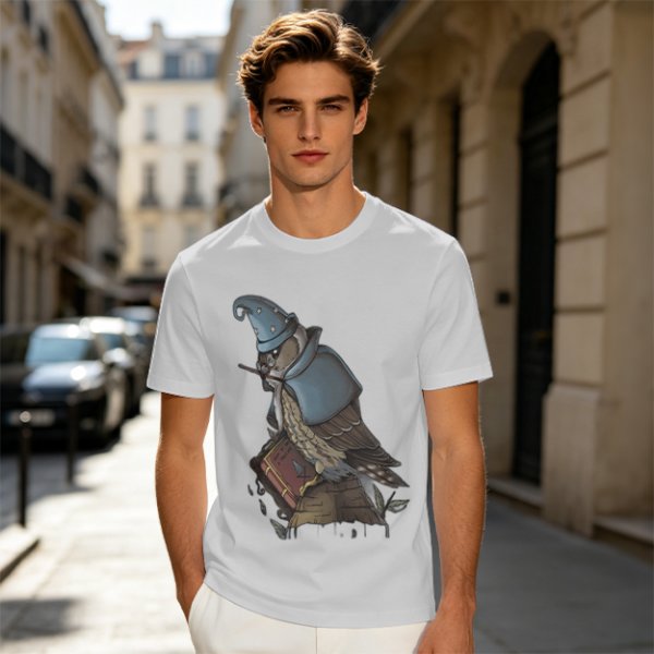 Owl Wizard With Spell Book Graphic Tee