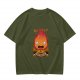 Olive t-shirt with Calcifer Fire Demon graphic print