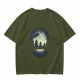 Olive T-Shirt With Skull Silhouette Print Featuring Forest Spirits