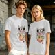 Olive green t-shirt with a ninja cat eating ramen graphic
