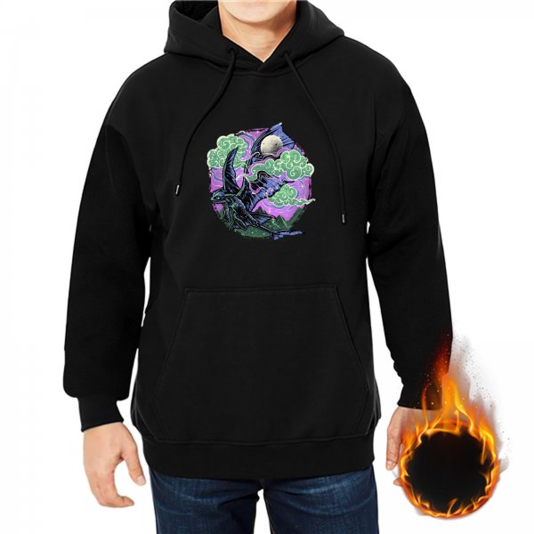 Black Hoodie With Mystical Bat And Moon Night Sky Artwork