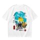 Olive T-shirt with anime pig pilot and seaplane graphic