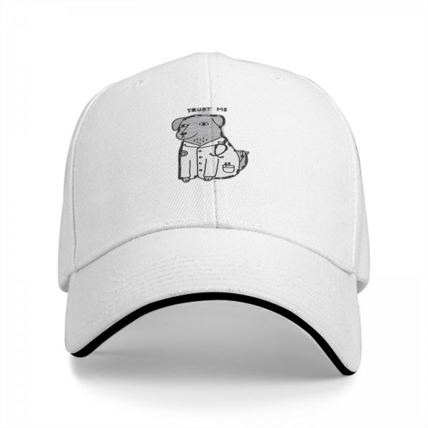 Black baseball cap with cartoon dog doctor graphic