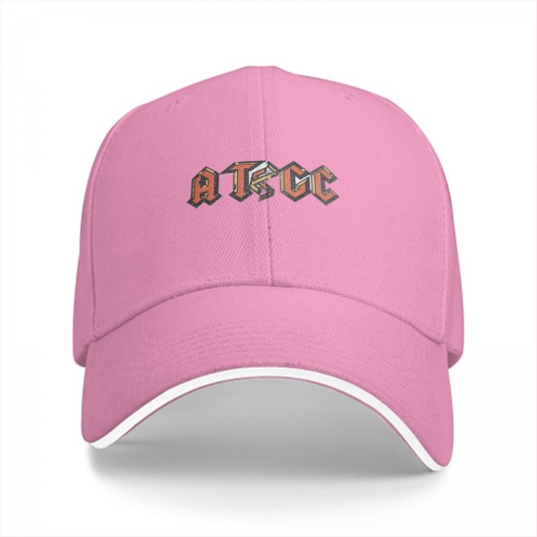 Black baseball cap with stylized ATGC graphic print