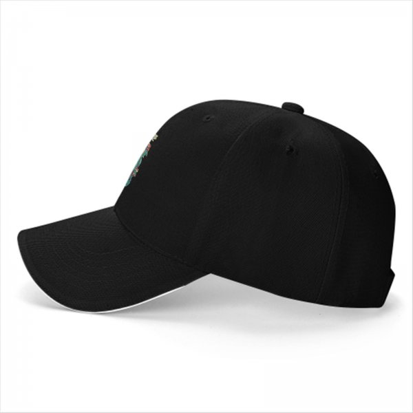 Black Baseball Cap with Psychedelic Ice Cream Monster Graphic Print