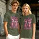 Olive graphic t-shirt with food is love and cartoon animal design