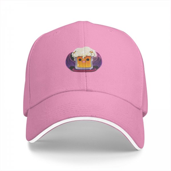 Black Baseball Cap With Cute Vampire Beer Mug Graphic