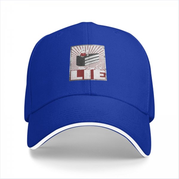 Black Baseball Cap With Cake Graphic And Lie Text Print
