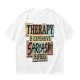 Olive graphic tee with 'Therapy is expensive sarcasm is free' print
