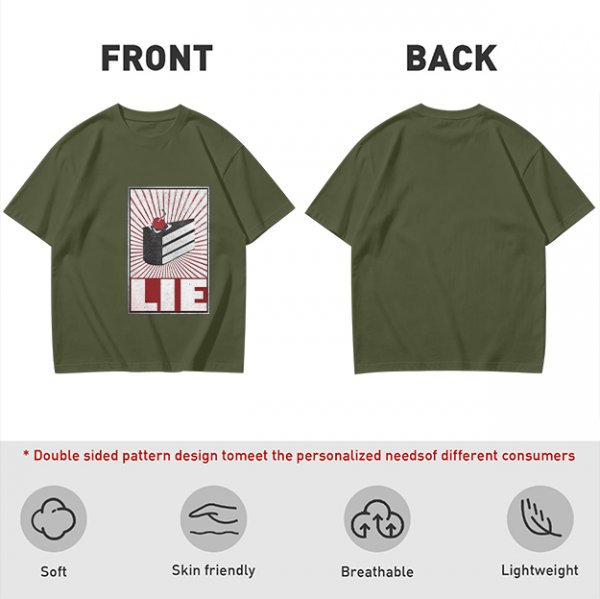 Olive Graphic T-Shirt With Cake Slice And 'LIE' Print