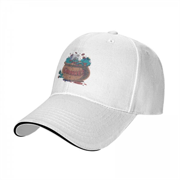 Black baseball cap with cookie monster and cookie jar graphic