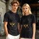Olive T-Shirt with Relaxed Black Cat Graphic Design