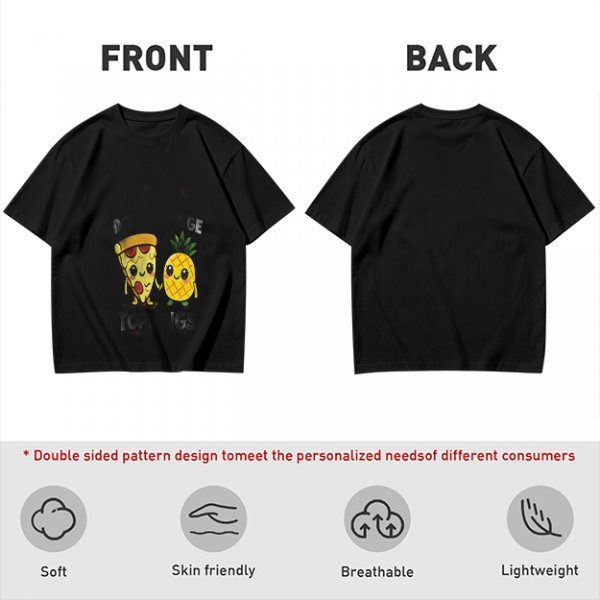Olive T-shirt with Cute Pizza and Pineapple Cartoon Print